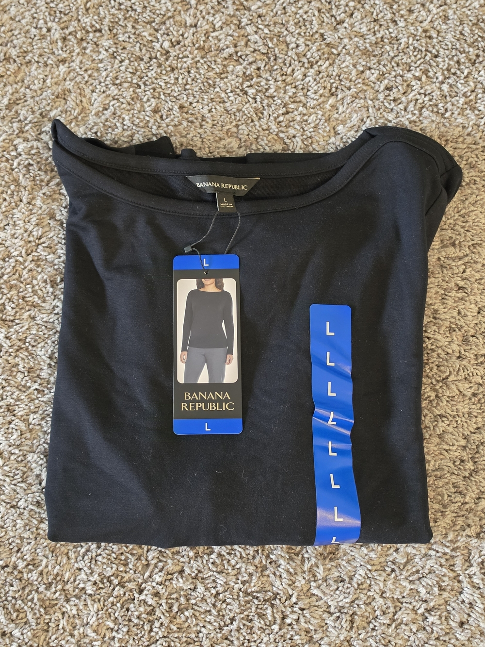 Banana Republic Black Long-Sleeve Crew Top